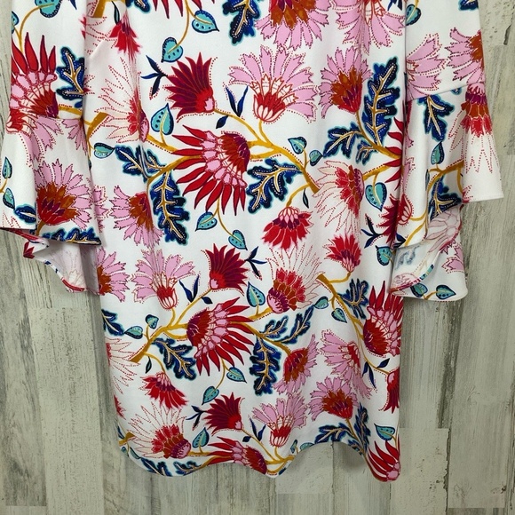 Tahari Arthur S Levine Floral Paisley Bell Sleeve Shift Dress size 14 Colorful - Picture 11 of 13